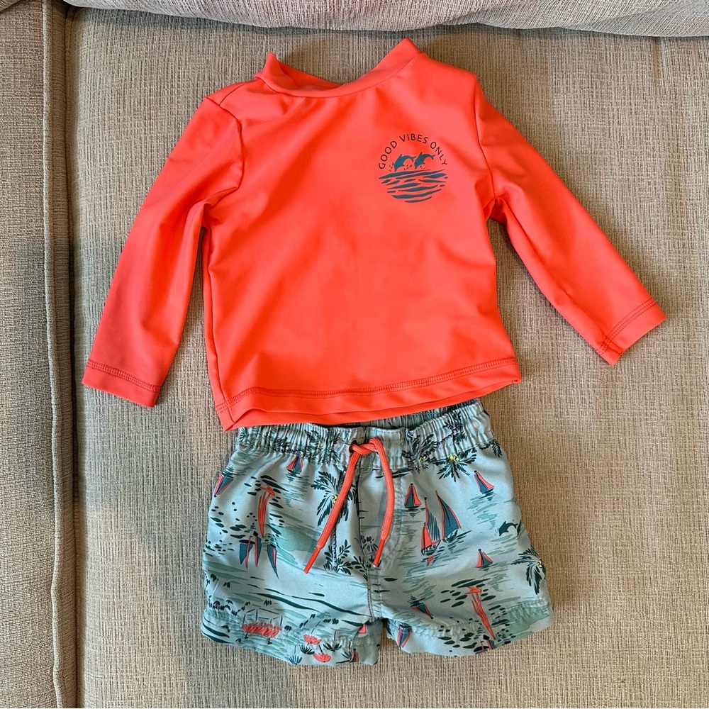 Carter’s 6 month Rash Guard and Swim Trunks